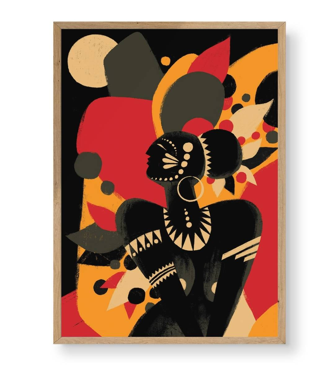 Gallery wall idea including The Tribal Sun Queen art by Artlier.