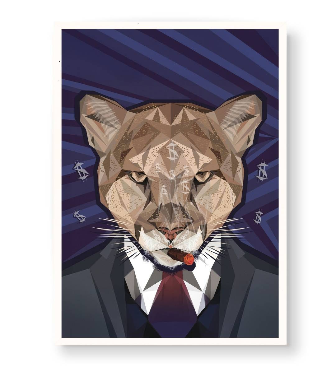 Modern CEO office featuring bold geometric business animal wall art.