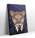 Corporate meeting room with edgy cougar in suit wall hanging.