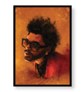 The Weeknd's Fiery Aura with abstract music design wall art for home decor.