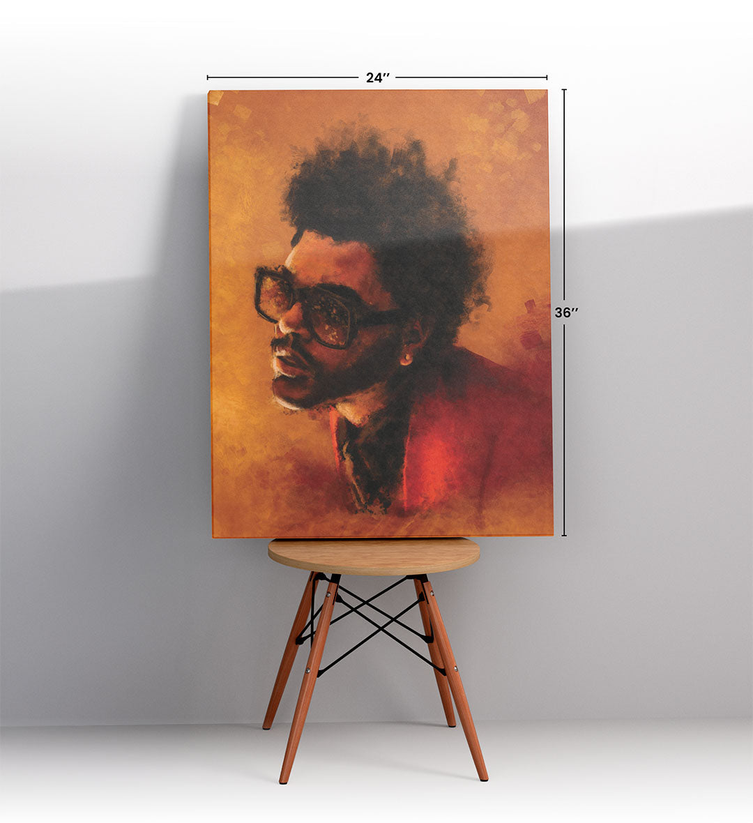 The Weeknd's Fiery Aura with abstract music design wall art for home decor.