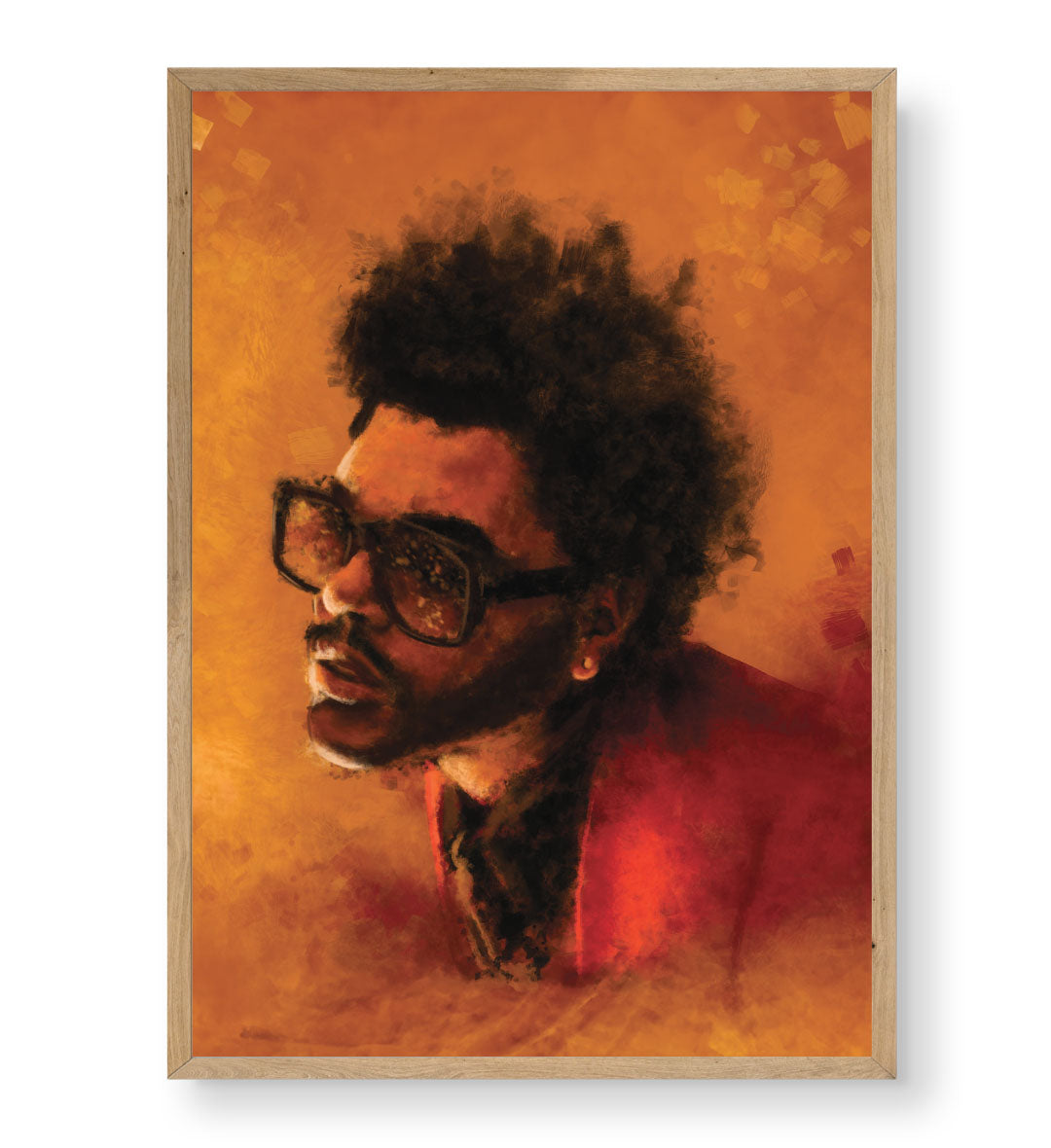 The Weeknd's Fiery Aura with abstract music design wall art for home decor.