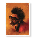 The Weeknd's Fiery Aura with abstract music design wall art for home decor.