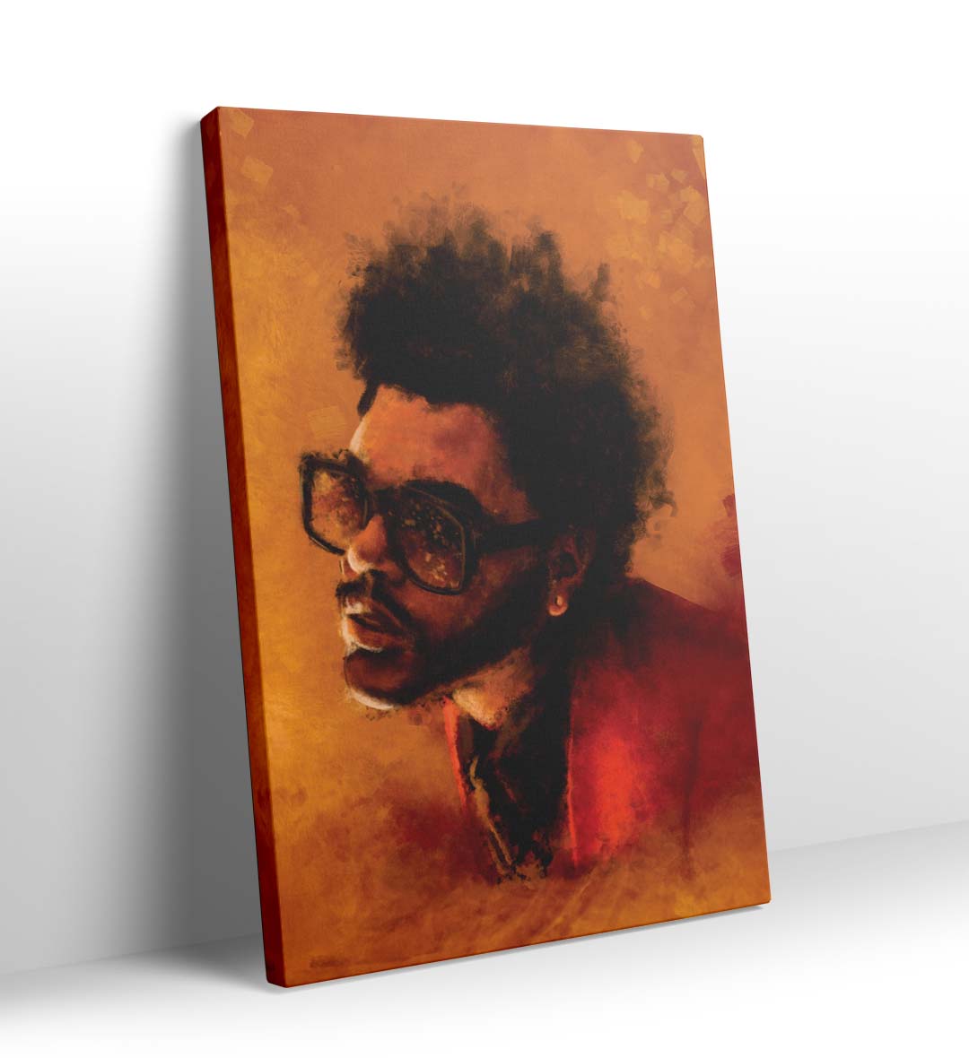 The Weeknd's Fiery Aura with abstract music design wall art for home decor.
