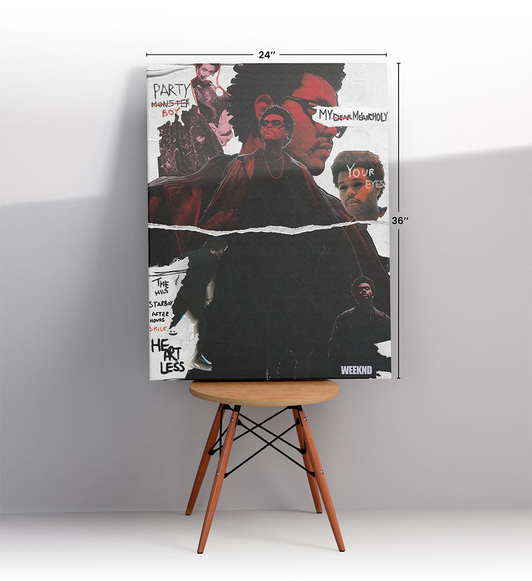 The Weeknd's Musical Journey Pop Culture Wall Art with Lyrics and Red Jacket for Indian Home Decor