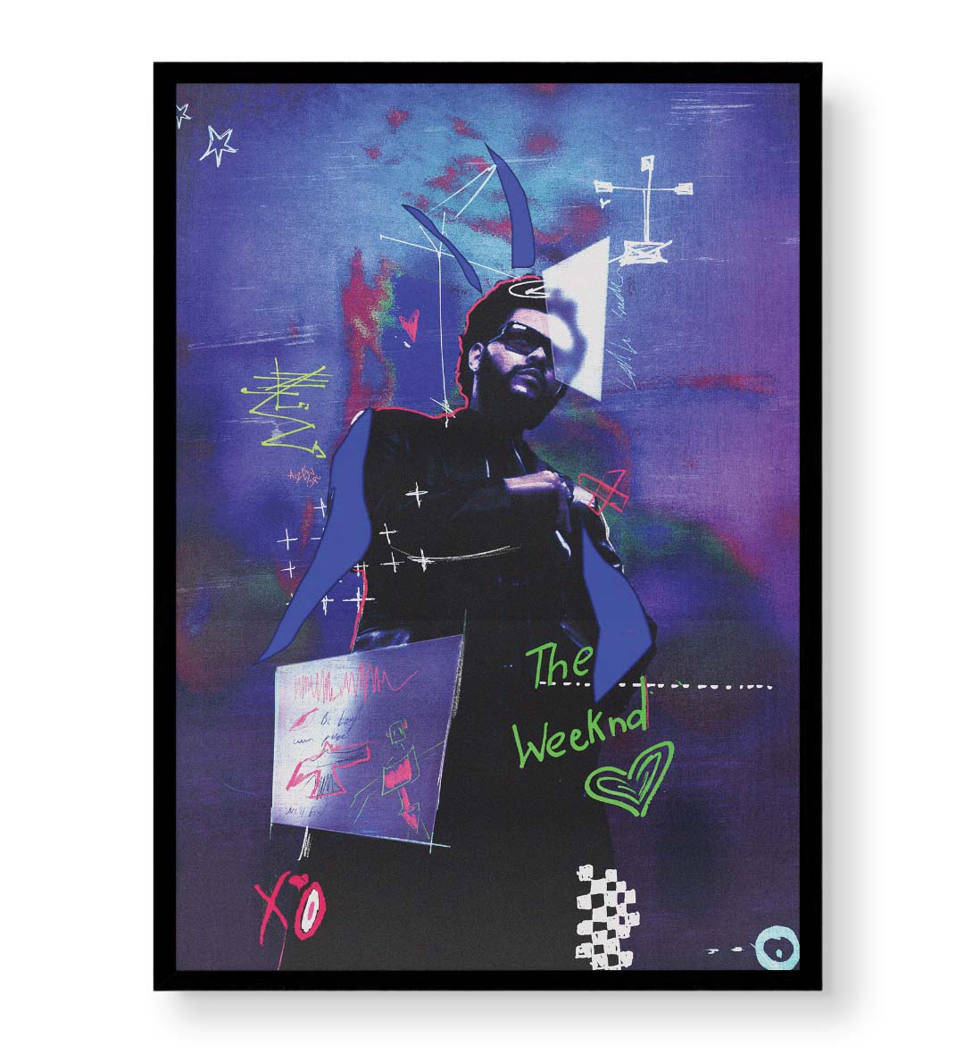 The Weeknd XO urban pop wall art canvas print with purple and blue tones for Indian home decor.