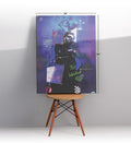 The Weeknd XO urban pop wall art canvas print with purple and blue tones for Indian home decor.