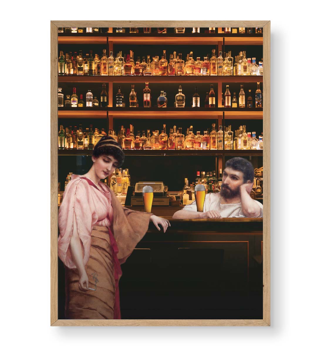Timeless Bar Encounter with vintage bar scene design wall art for home decor.