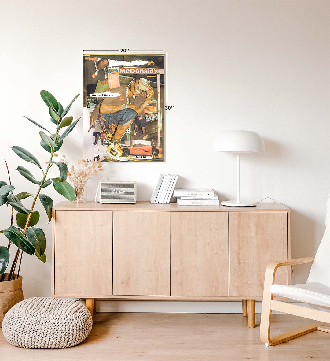 Travis Scott McDonald's Collab Pop Culture Wall Art with Sneakers and Car in Vibrant Tones for Indian Home Decor