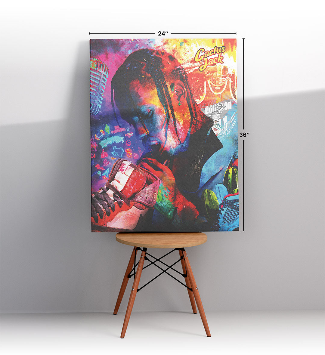 Travis Scott's Neon Dream with hip-hop Cactus Jack design wall art for home decor.