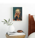 Vincent Van Gogh parody canvas wall art with clown makeup, ideal for modern Indian home decor.