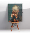 Vincent Van Gogh parody canvas wall art with clown makeup, ideal for modern Indian home decor.