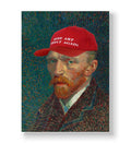Vincent Van Gogh parody canvas wall art with Make Art Great Again red cap, perfect for modern Indian home decor.