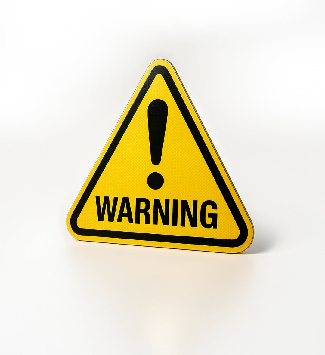 Yellow warning Pinterest inspired aesthetic street sign on a white background.