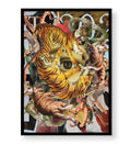 Wild Gaze surreal tiger wall art canvas print with snakes and birds for Indian home decor.