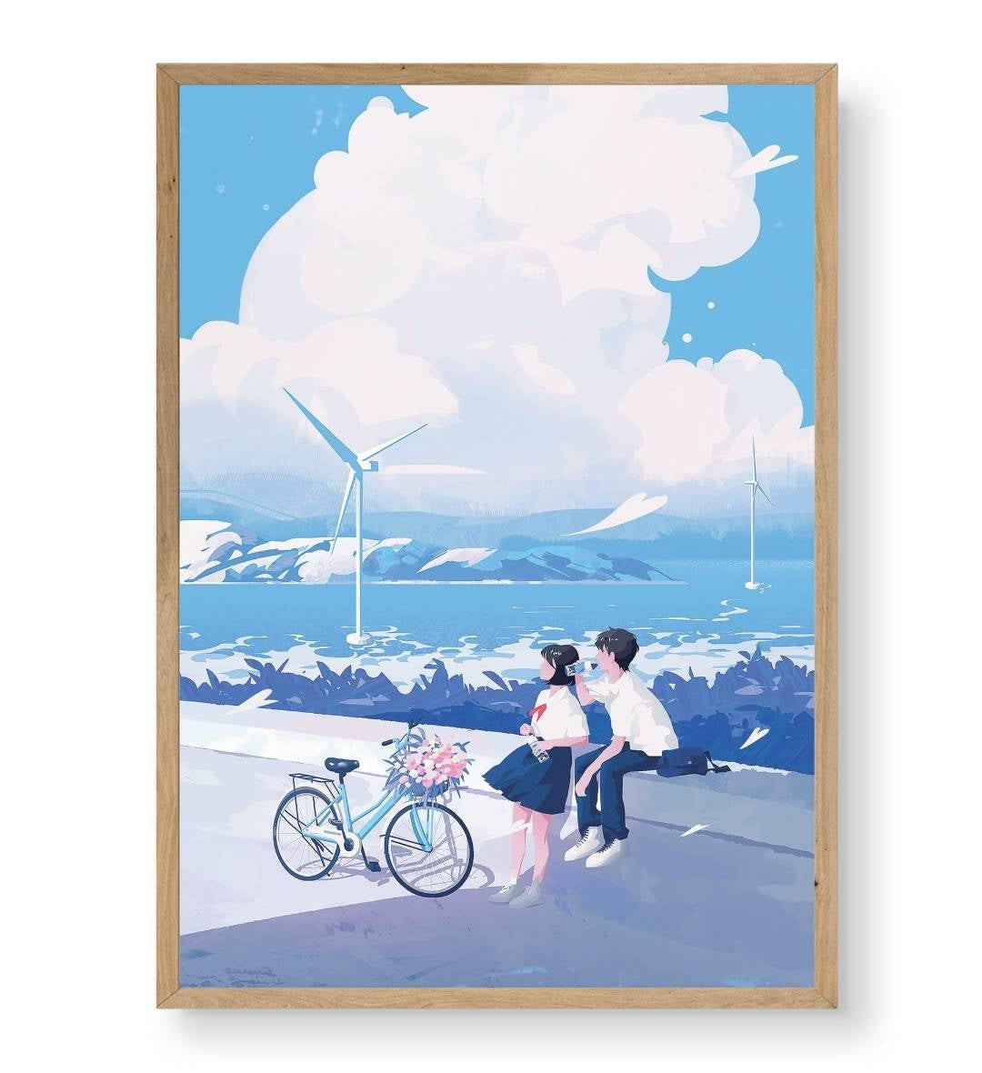 Hallway gallery wall idea including Windmill Coast Melody art by Artlier.